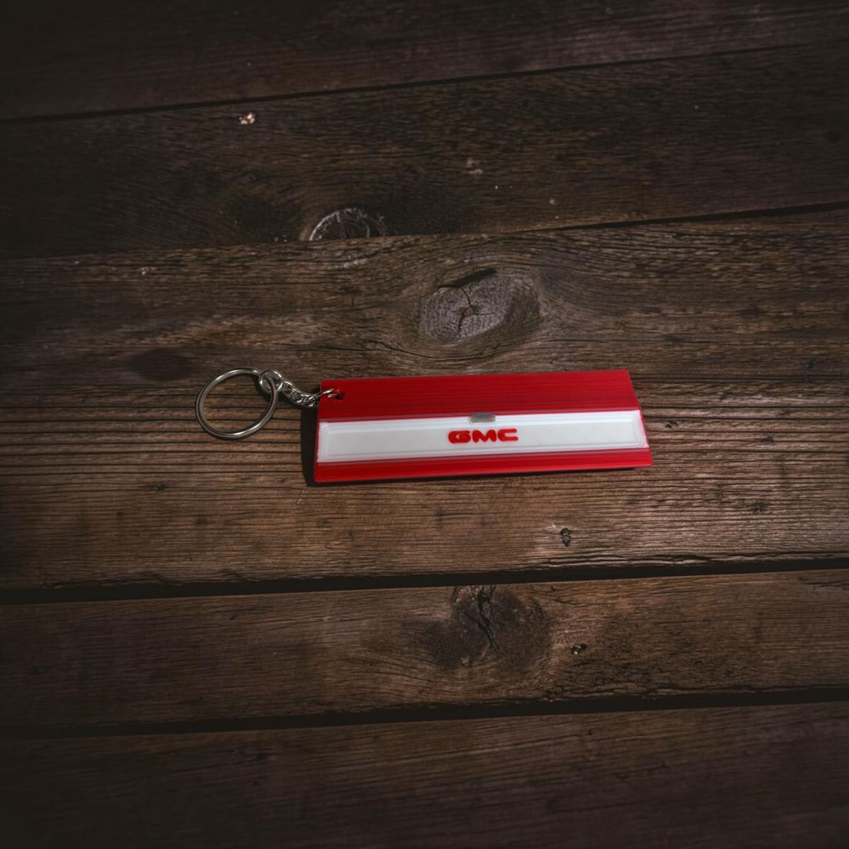 Red and white tailgate keyring
